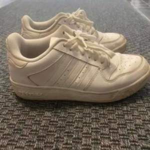 Vita adidas sneakers stl 37 & 1/3. Inte alls mycket använda men ska tvätta dem innan försäljning. 550kr.