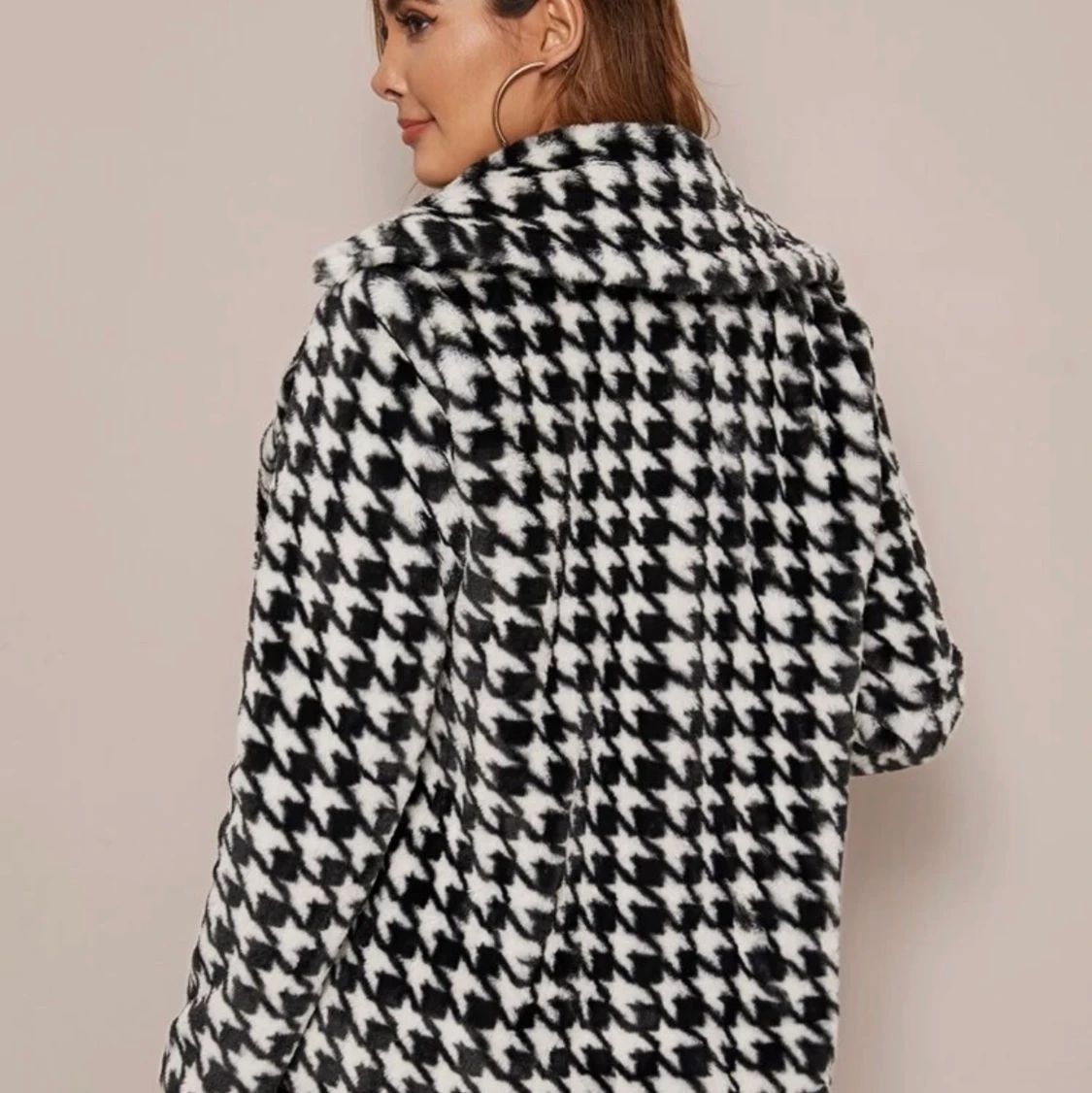 Snygg Kappa i Houndstooth stil - 90