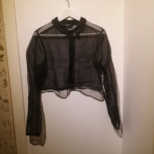 Svart meshtopp - Topp i mesh, storlek L i cropad model. 