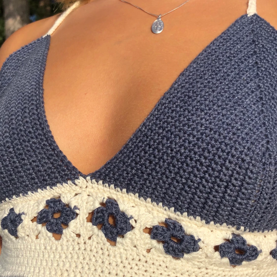 Virkad topp med mönster - 90