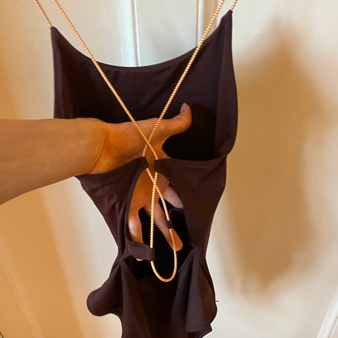 Weekday lila baddräkt med orangea band - 90