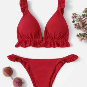 Helt ny bikini från Shein. Den är sån fin klar röd färg med fina detaljer⚡️ Säljer för att överdelen är för liten för mig tyvärr. Frakt tillkommer🧚🏽‍♀️