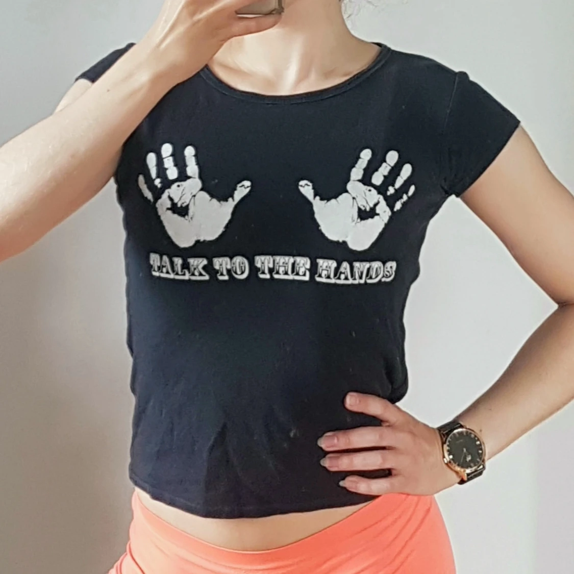 Svart bomulls t-shirt med tryck