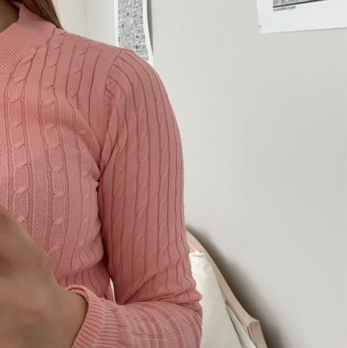 Kabelstickad rosa tröja - 91