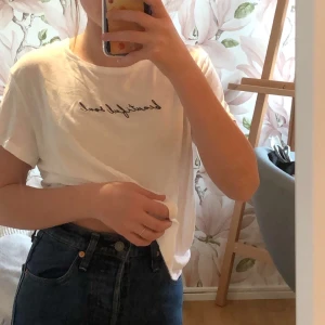 Vit T-shirt  - Fint skick😊 har bara andvänt några fåtal gånger😌✨ kanska tunnt material från hm🛍