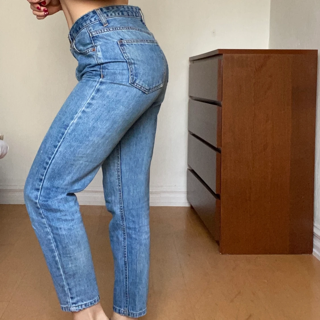 Blå mom jeans monki - 90