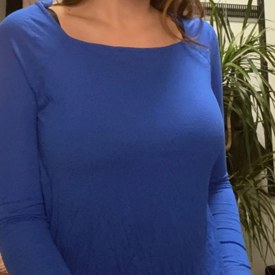 Blå square neck-tröja