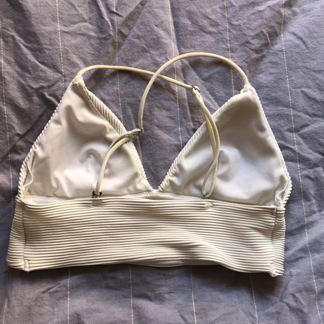 Bikiniöverdel, vit, ribbad - 90