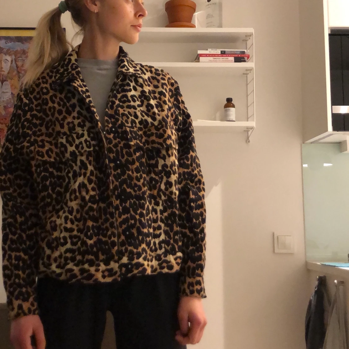 Oversize Ganni-jacka i leopard 
