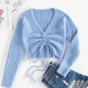 Mjuk topp - Supermjuk tröja köpt på zaful. Ej använd endast testad! Kontakta för bilder hur den sitter på! (Snörningen går att justera) Åris kan diskuteras!!💕