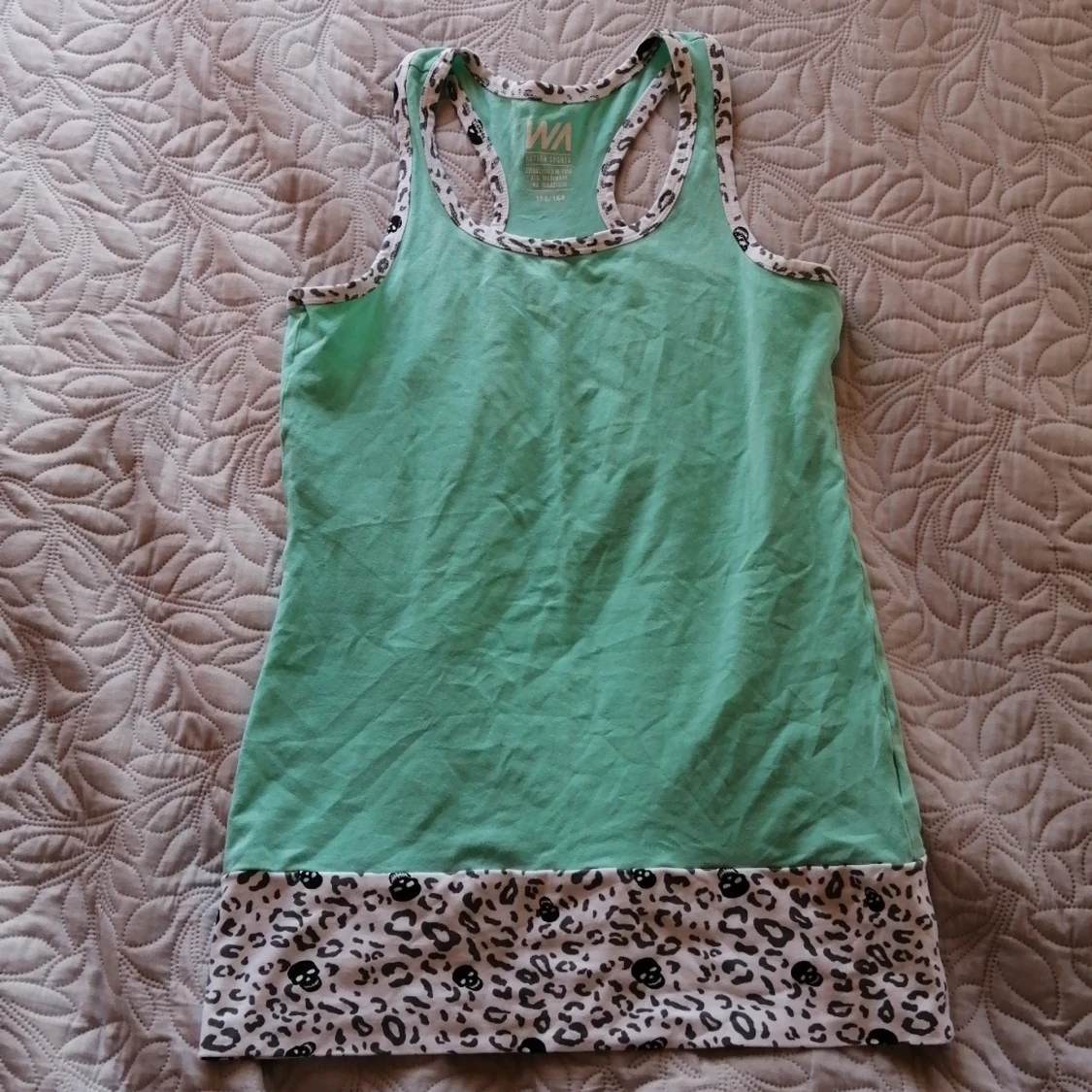 Linne mintgrönt, leopard storlek 158/164