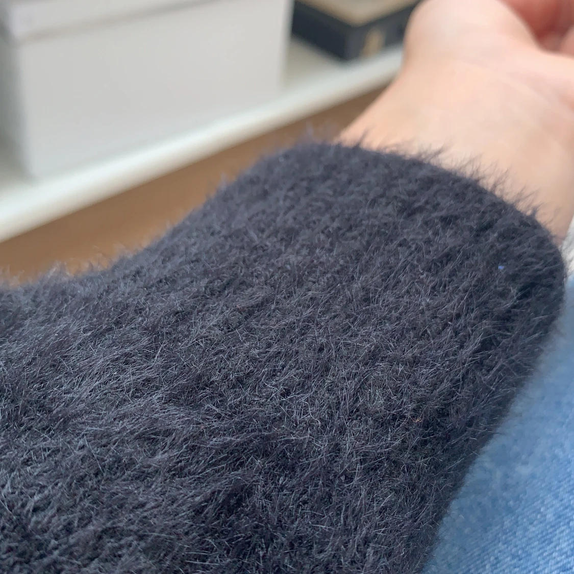 Stickad off shoulder tröja - 90