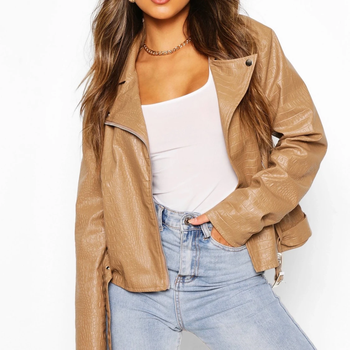 Bikerjacka i läderimitation - 90