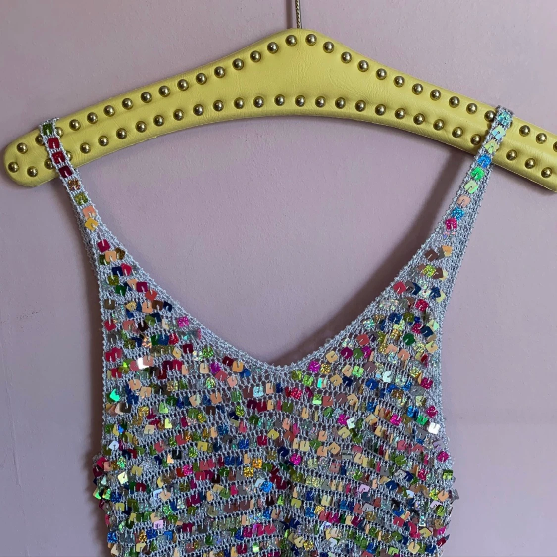 Vintage virkat linne m paljetter - 91