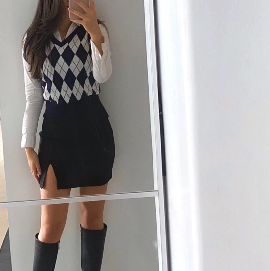 Argyle stickad väst 