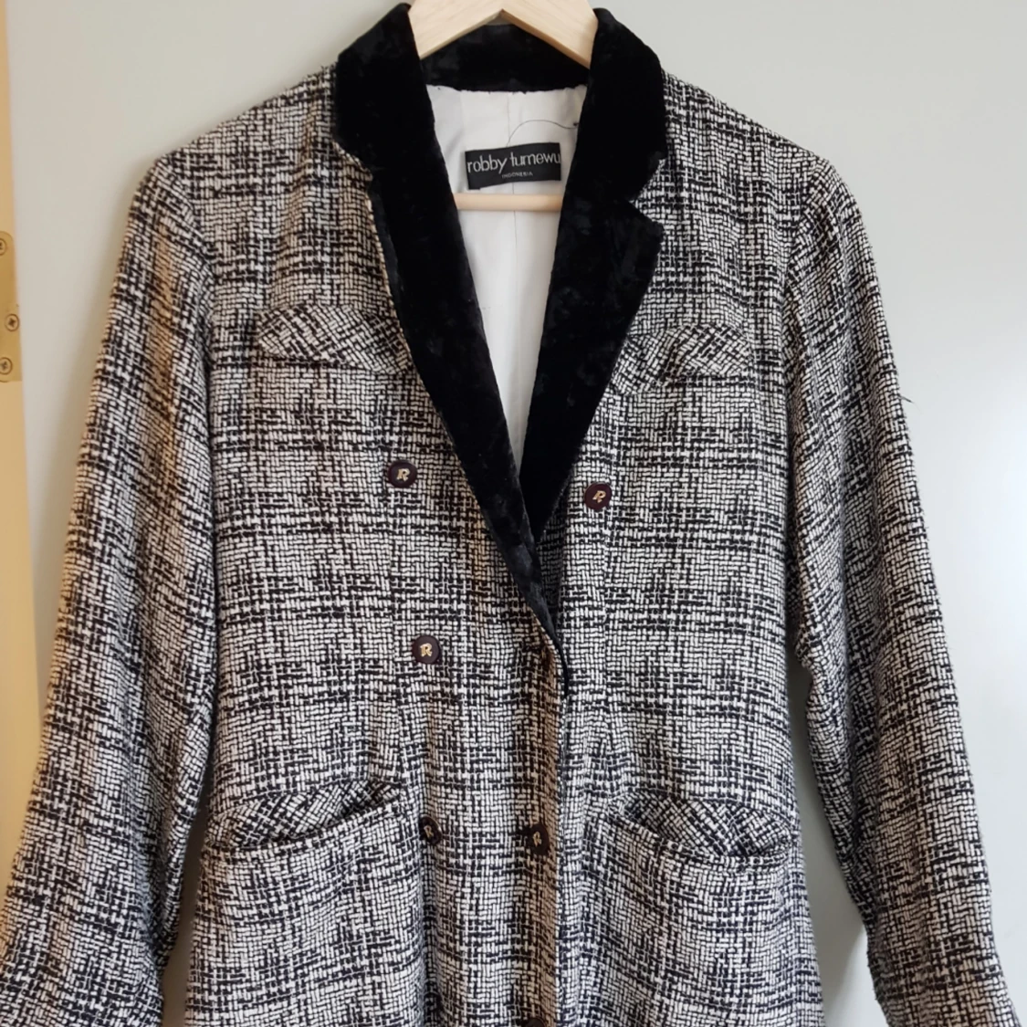 Vintage kappa med sammetskrage - 90