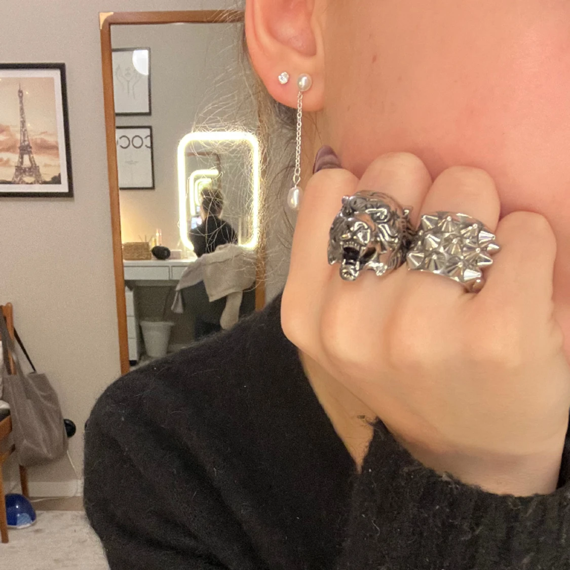 Tiger ring silver - 91