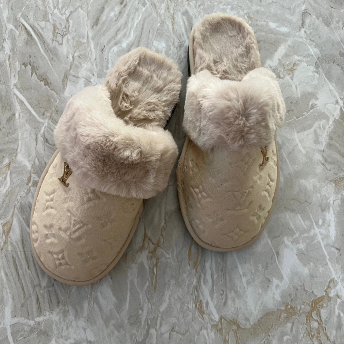 Tofflor - Beige/vita - 90