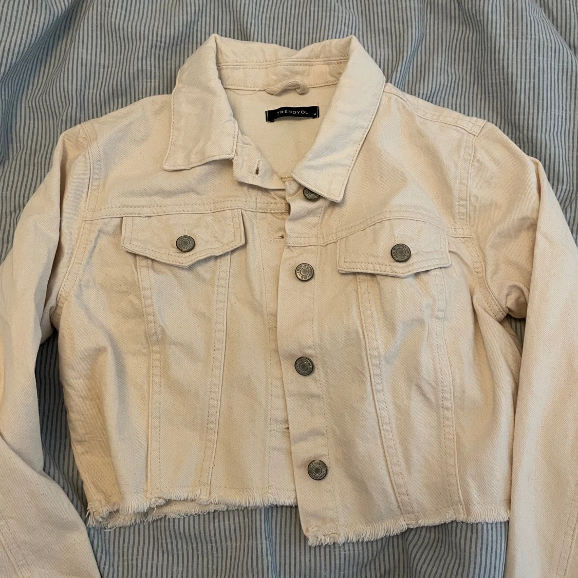 Vit jeansjacka croppad - 90