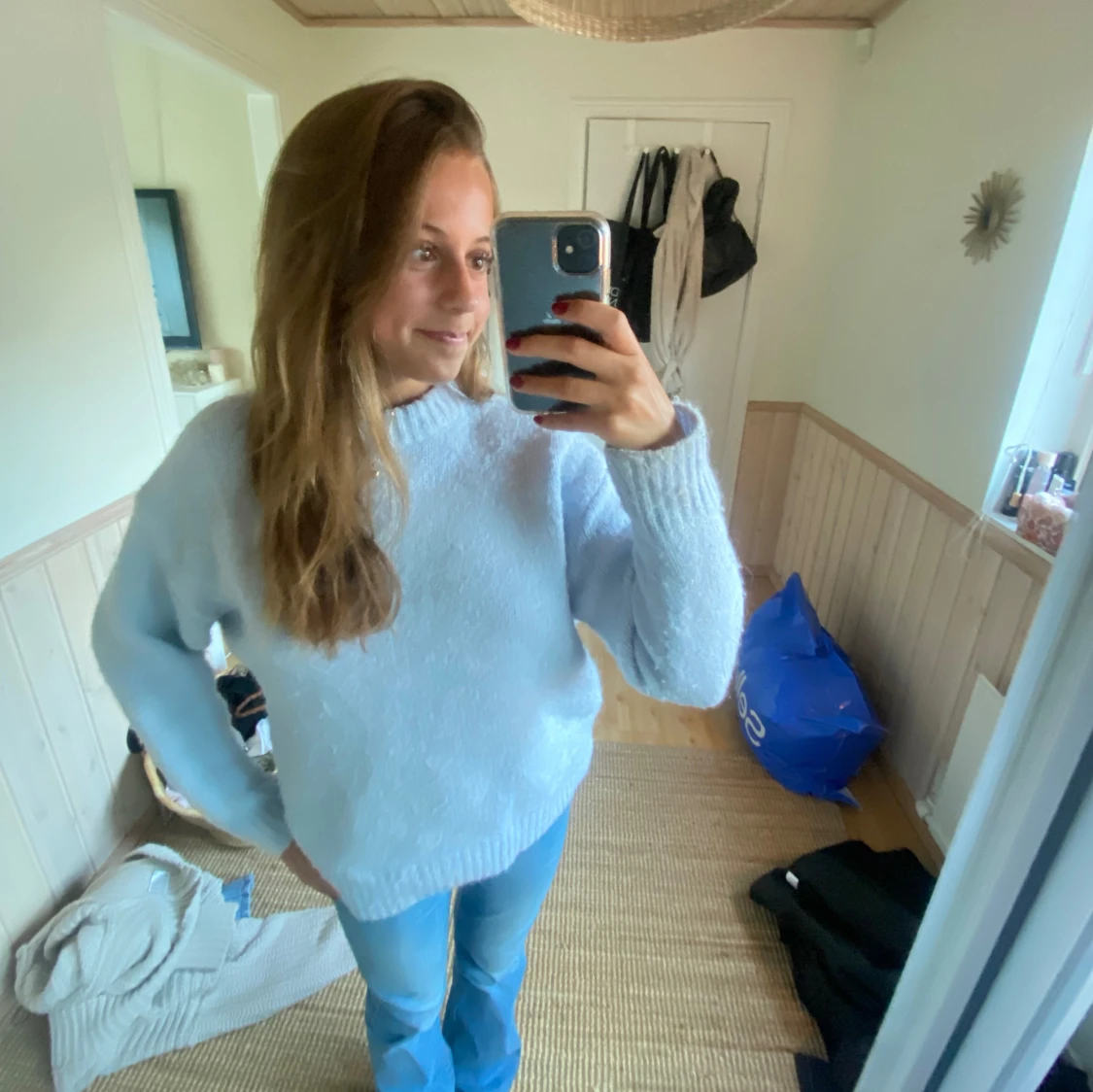 Blå stickad tröja!❤️ - 90