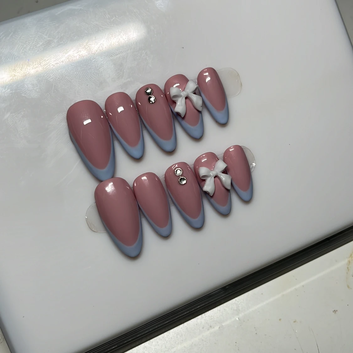 Blåa french naglar  - 91