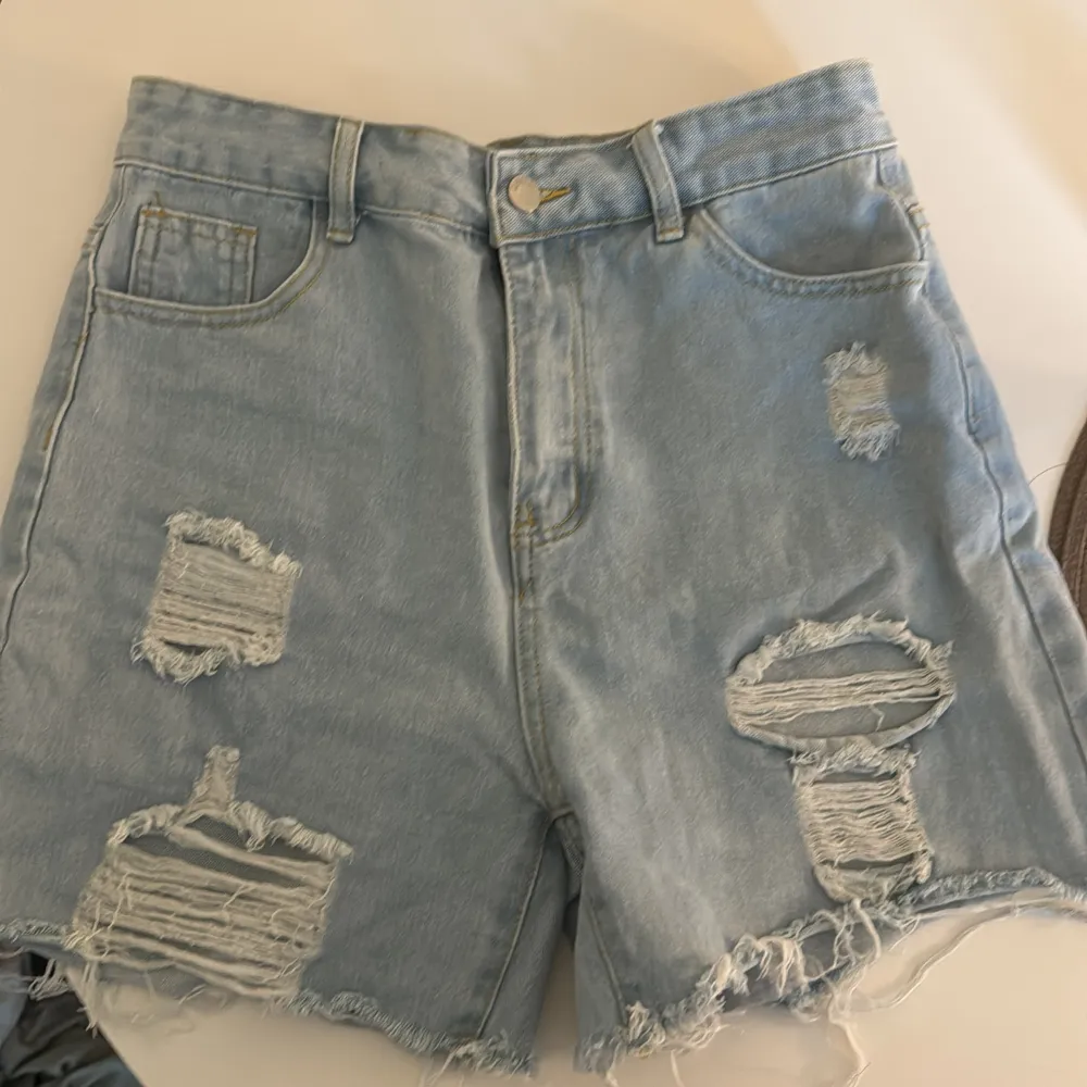 Denim shorts. Shorts.