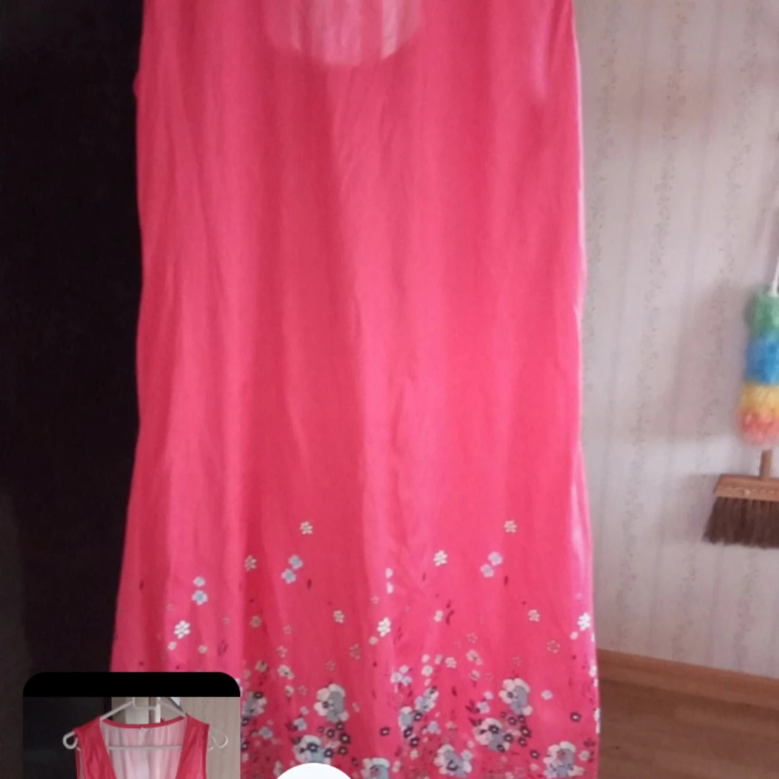 Röd mönstrad sommarklänning stl L  - 2