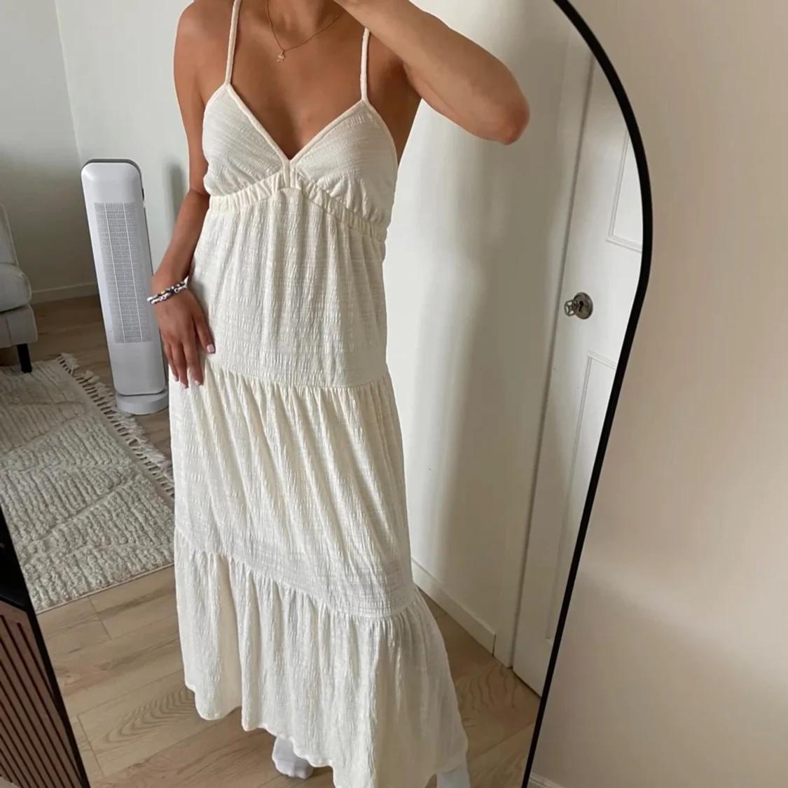 Beige/vit långklänning