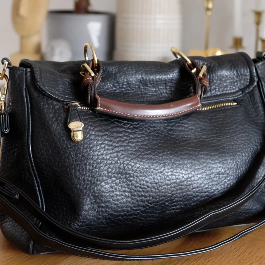 Mulberry Polly Push Lock satchel läder, stl: 34x24x11cm  - 90