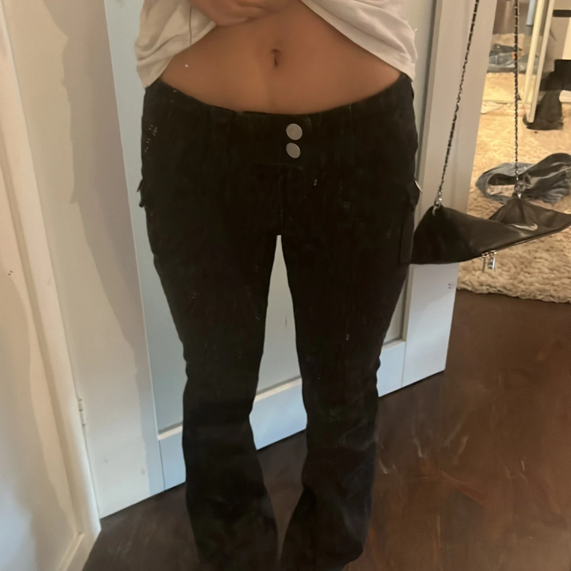 Svarta lågmidjade bootcut jeans