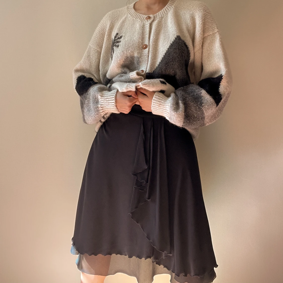 Vintage Armani Ruffle Trim Silk Skirt - 91