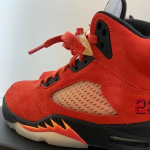 Jordan 5 - Säljer ett par röd-orangea sneakers i storlek 38,5. Helt oanvända, inte använda en enda gång! Tyvärr köpte jag fel storlek, så nu hoppas jag att någon annan kan få användning av dem. Pris kan diskuteras, hör gärna av dig vid intresse!