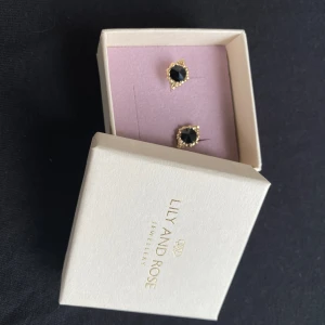 Lily and rose  - Guld örhängen  Studs  Svarta  Helt nya 