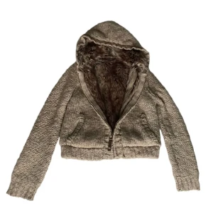 Faux fur stickad jacka  - SÅLD