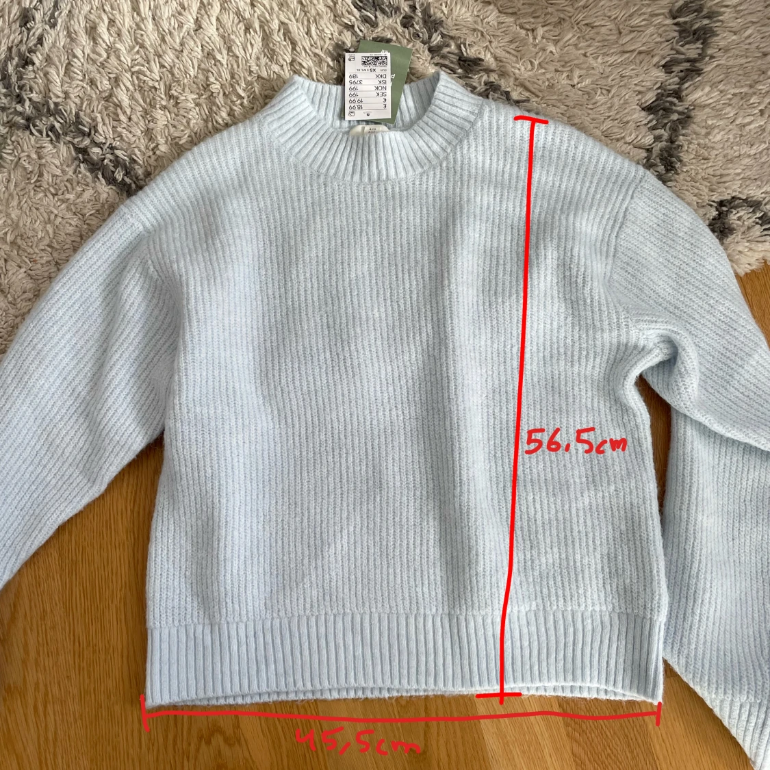 Ljusblå stickad tröja - 90