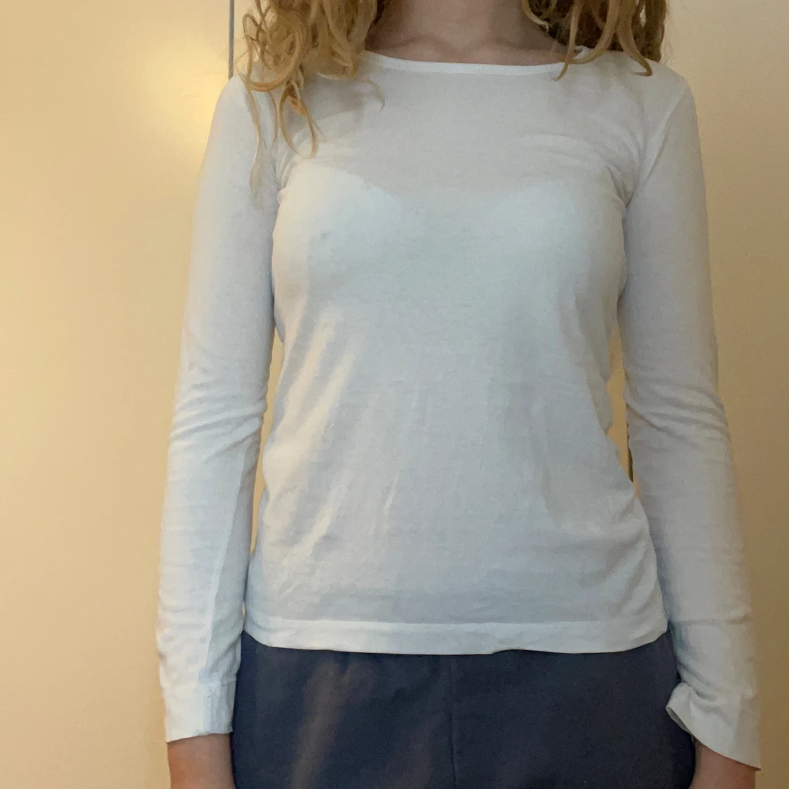 Vit långärmad tröja  - 90