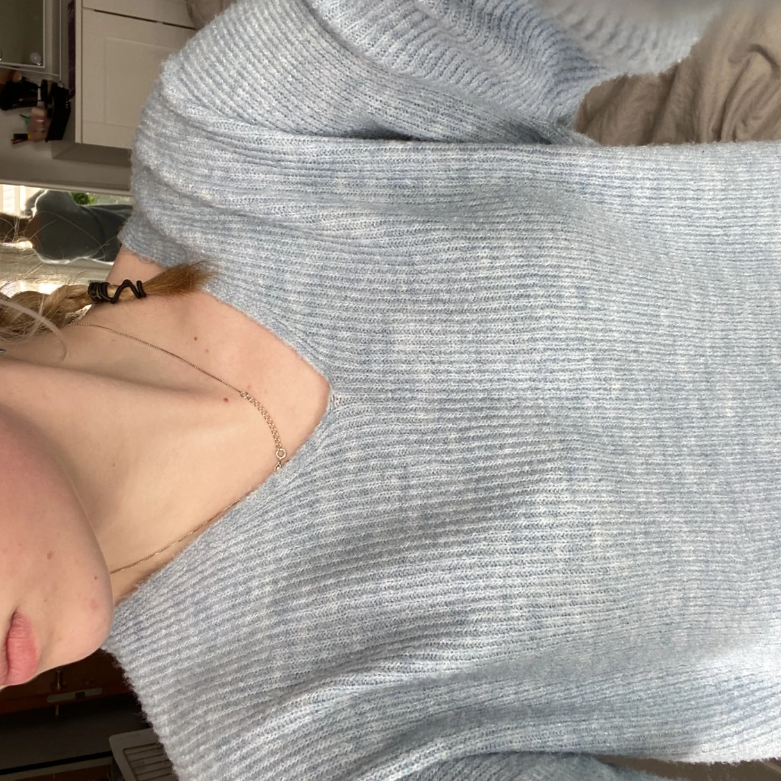 ljusblå stickad tröja - 90