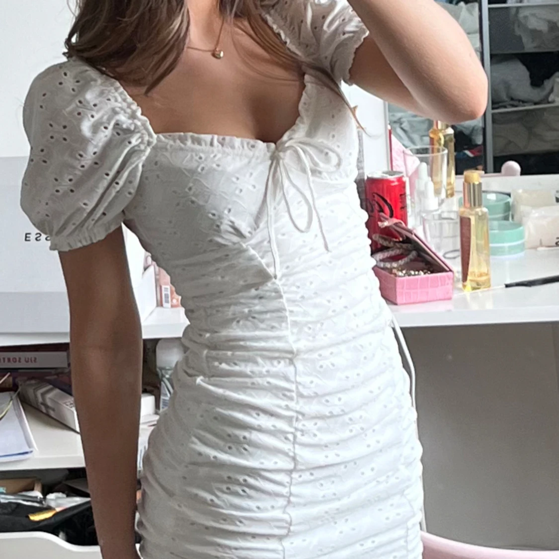 Vit kort klänning - 91