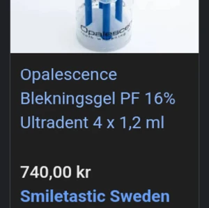 Opalescence blekningsgel 16% 2pack(finns fler) - Vitare tänder redan efter 1 behandling – du kommer att se resultatet redan efter din första behandling! Säker blekning: Används av tandläkare över hela världen – den marknadsledande blekningsgelen från Opalescence används av tandläkare över hela värl