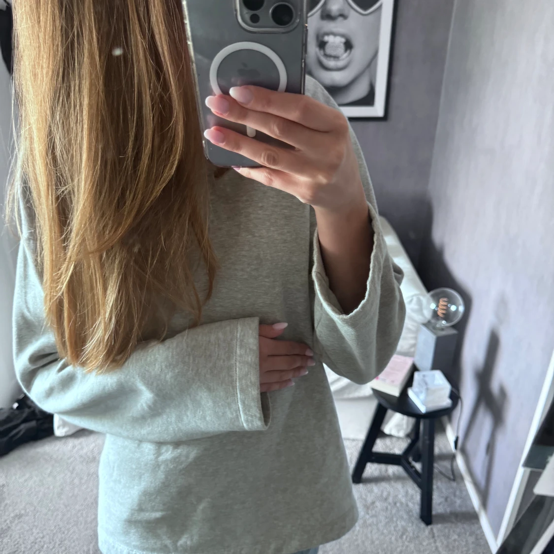 Grå tjocktröja 💗 - 90