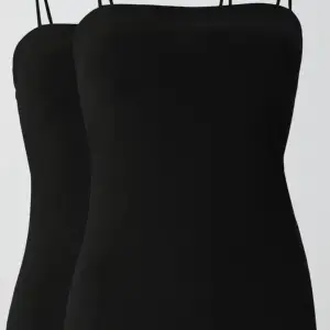 Basic 2-pack svarta linnen med tunna smala axelband. Från Gina tricot i storlek S. Förpackningen är oöppnad. Bild 1 är från hemsida. 