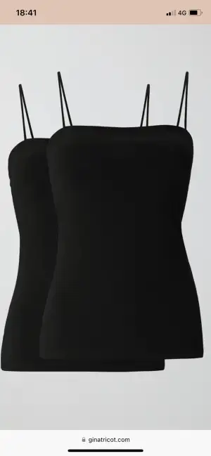 Basic 2-pack svarta linnen med tunna smala axelband. Från Gina tricot i storlek S. Förpackningen är oöppnad. Bild 1 är från hemsida. 