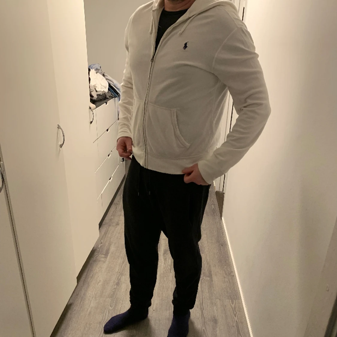 Vit Ralph Lauren zip tröja