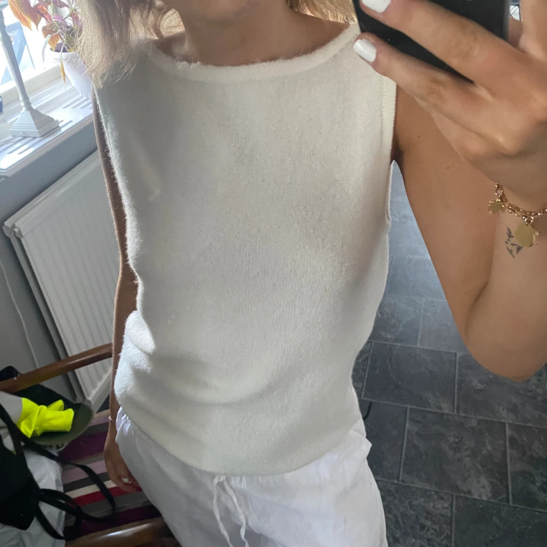 Stickad linneliknande topp - 91