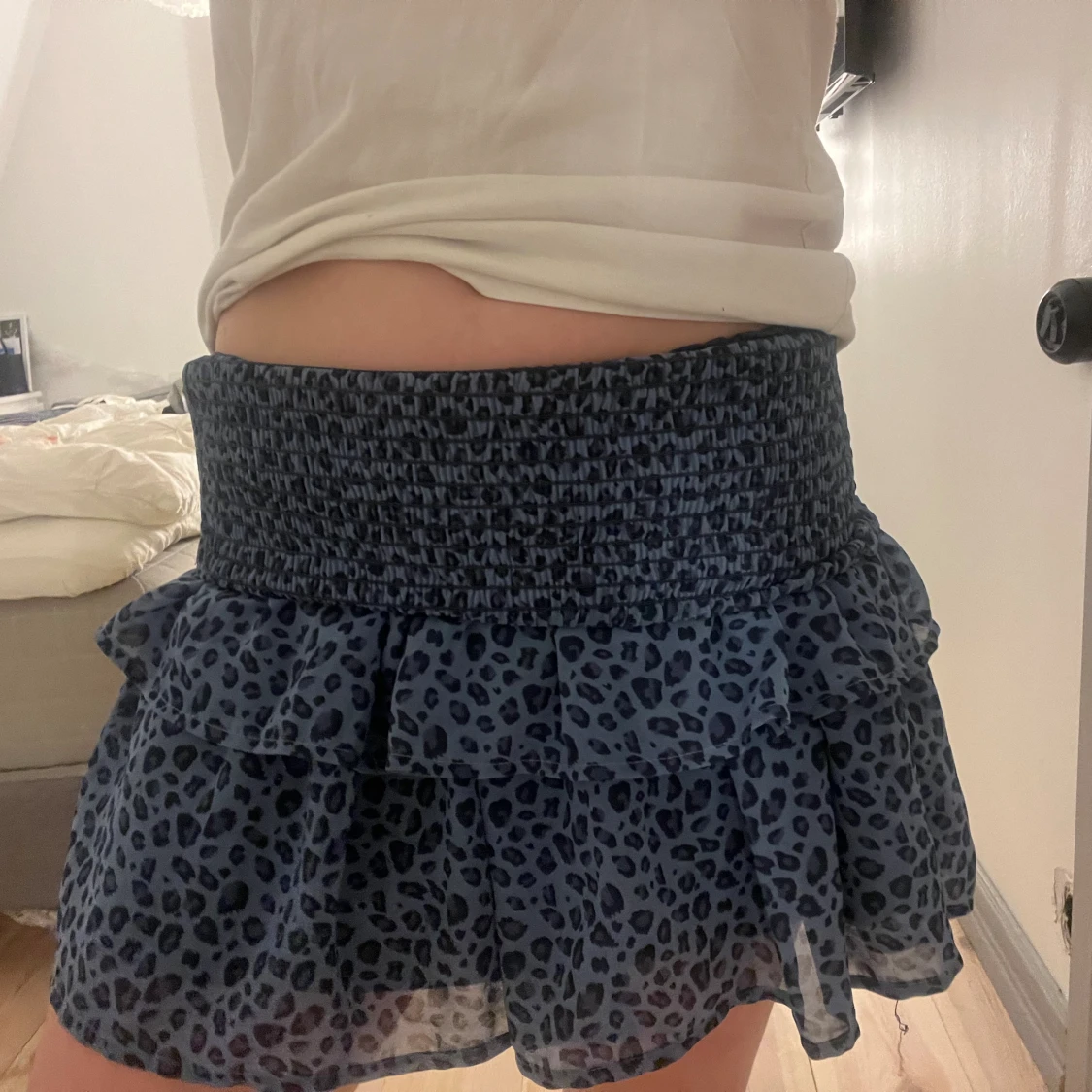 Blå Leopard volangkjol - 90