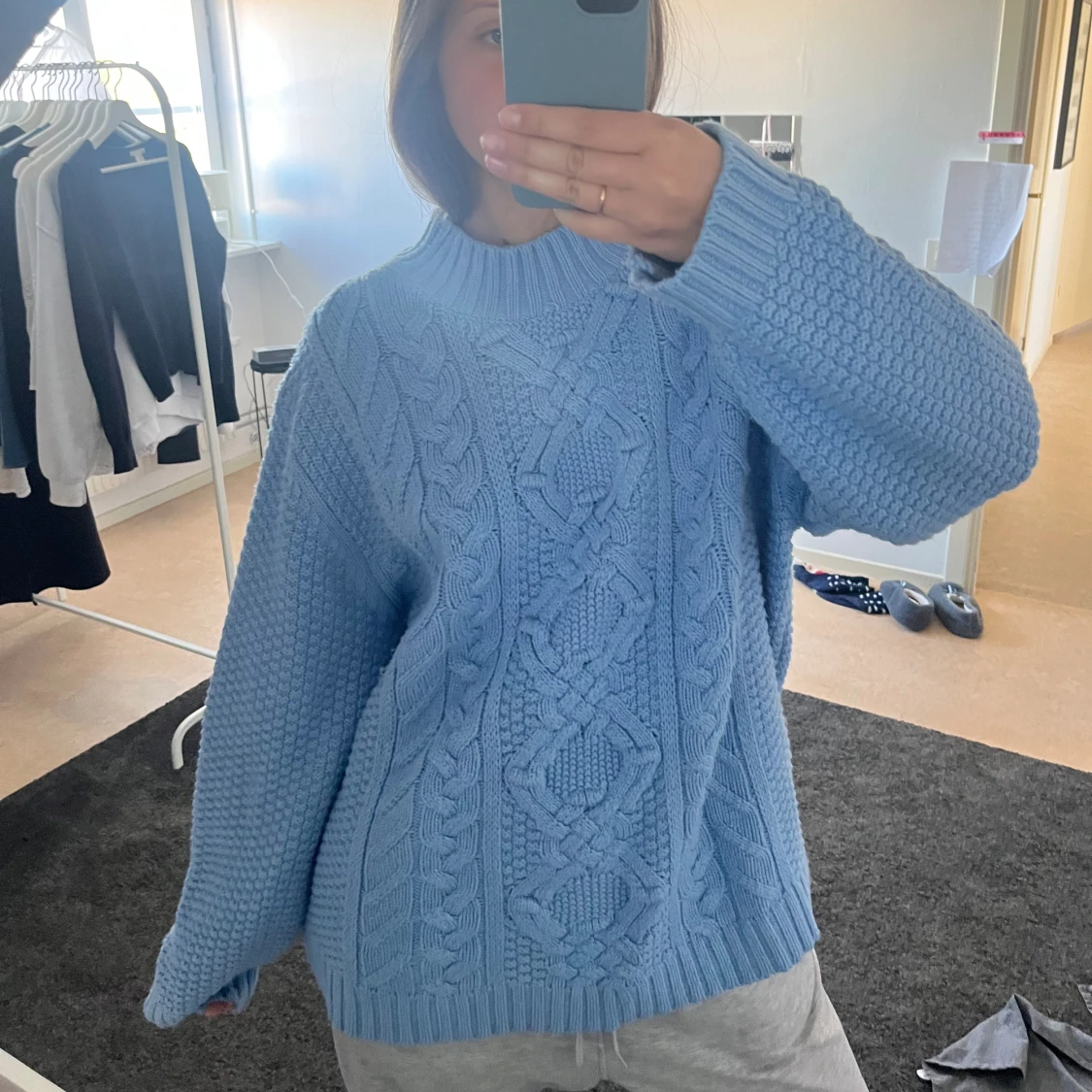 Blå stickad oversize 