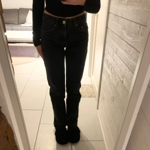 Jeans från Zara - Svarta lågmidjade jeans från Zara. Storlek 34 och bra i längden på mig som är 165 cm. Använda få gånger och inga fel på dom🫶🏽