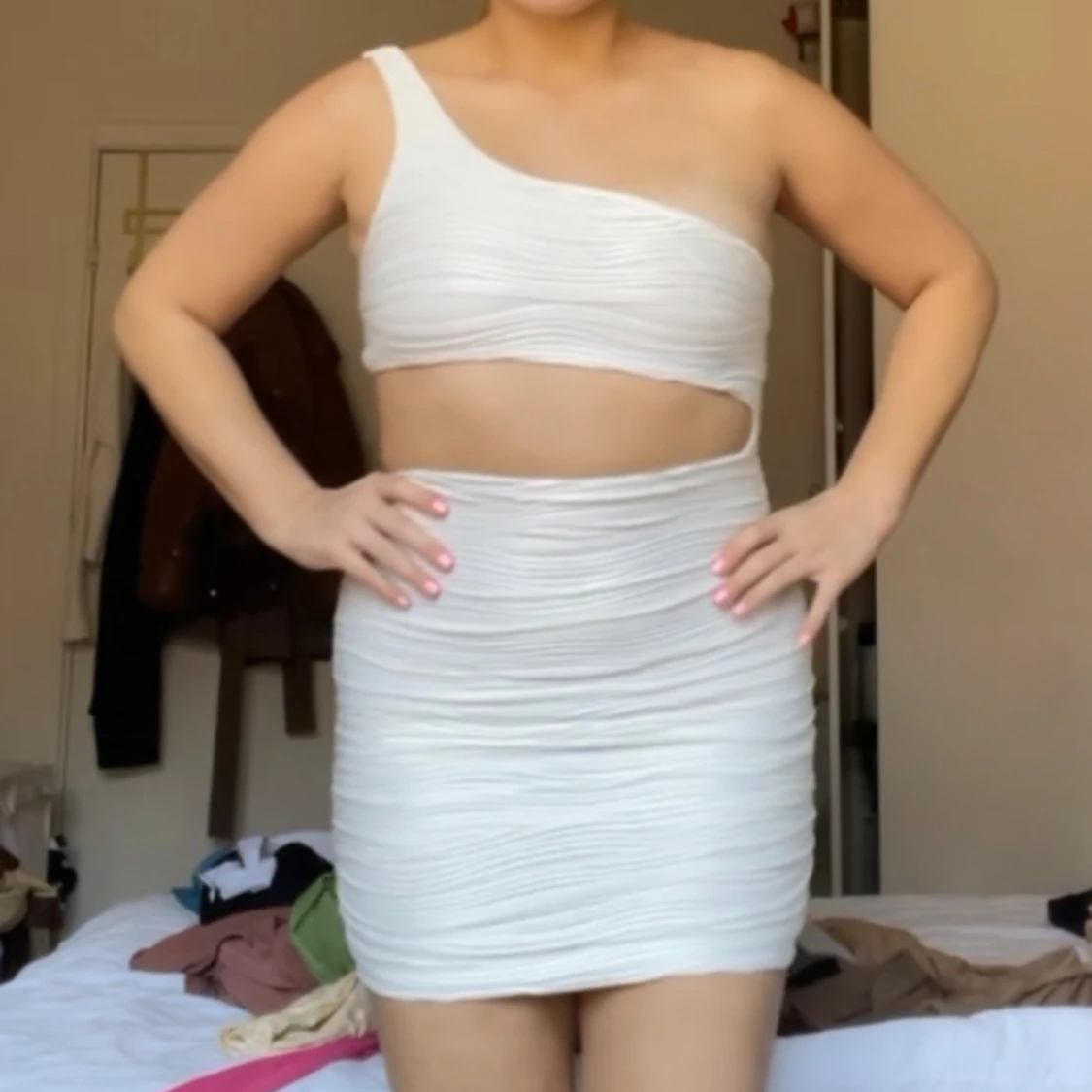 Vit en arm klänning - 90