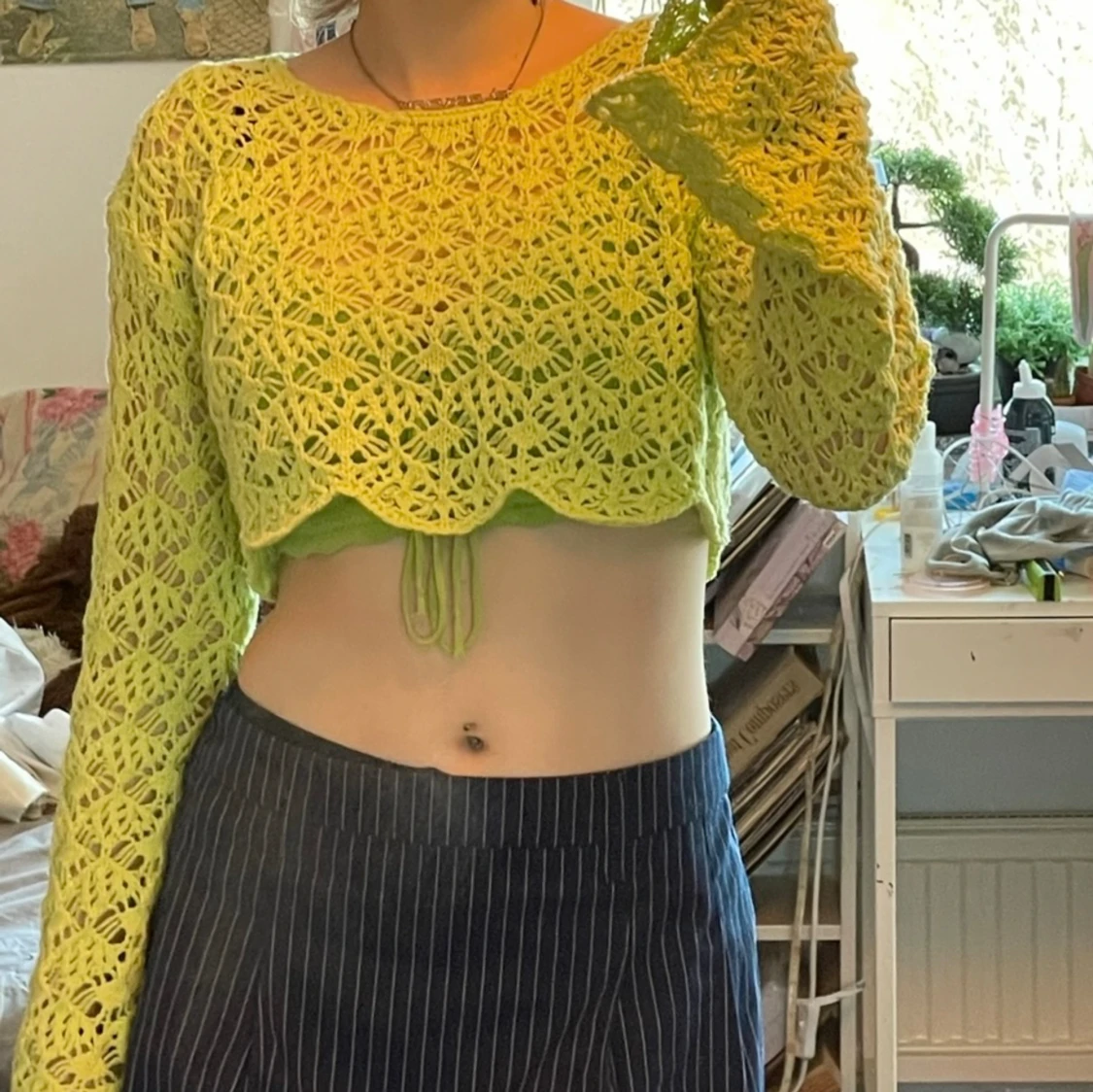 Bright green Long Sleeve Knitted Top - 91