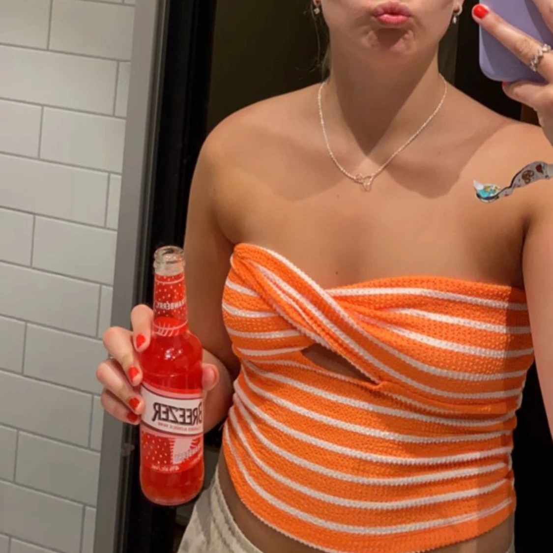 Randig Bandeu topp - 90